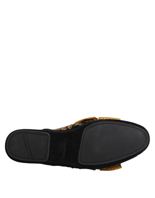 Mehrfarbige verzierte flache Sandalen