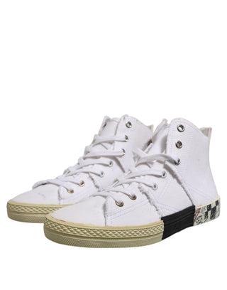 Zapatillas blancas para mujer con cordones y corte medio
