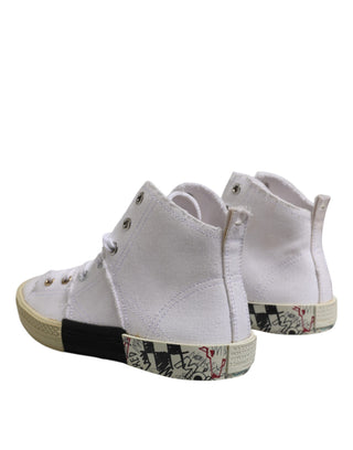 Zapatillas blancas para mujer con cordones y corte medio