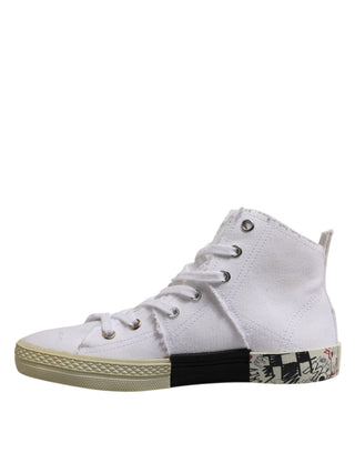 Zapatillas blancas para mujer con cordones y corte medio