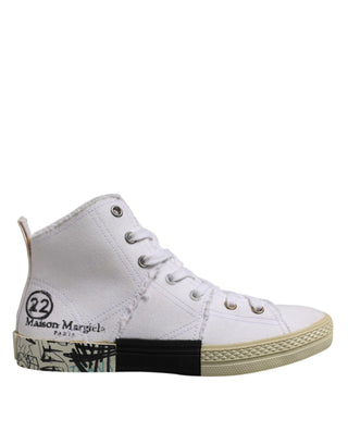 Weiße Schnür-Mid-Top-Sneakers für Damen