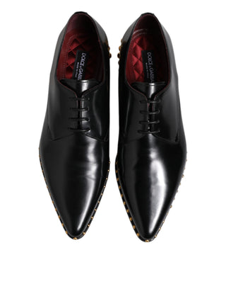 Schwarze Derby Herren-Schnürschuhe aus Leder mit Nieten