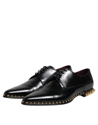 Schwarze Derby Herren-Schnürschuhe aus Leder mit Nieten