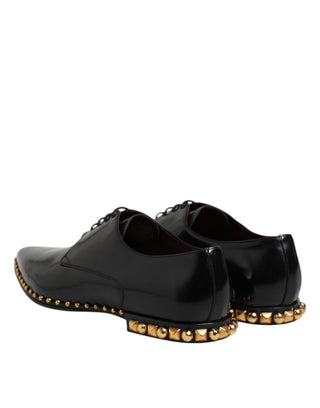 Schwarze Derby Herren-Schnürschuhe aus Leder mit Nieten
