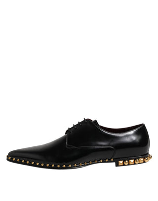 Schwarze Derby Herren-Schnürschuhe aus Leder mit Nieten
