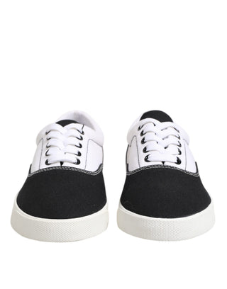 Herren-Sneaker aus schwarzem Baumwoll-Canvas zum Schnüren