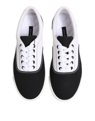 Herren-Sneaker aus schwarzem Baumwoll-Canvas zum Schnüren