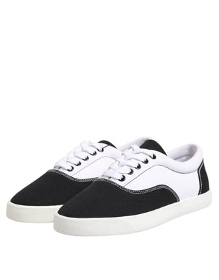 Herren-Sneaker aus schwarzem Baumwoll-Canvas zum Schnüren