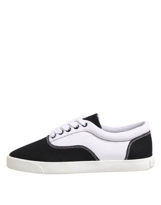 Herren-Sneaker aus schwarzem Baumwoll-Canvas zum Schnüren