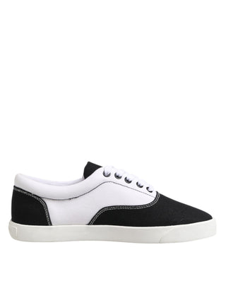 Herren-Sneaker aus schwarzem Baumwoll-Canvas zum Schnüren