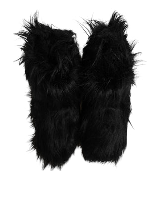 Schwarze Stiefel aus Kunstfell, wadenhoch