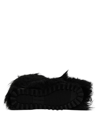 Schwarze Stiefel aus Kunstfell, wadenhoch