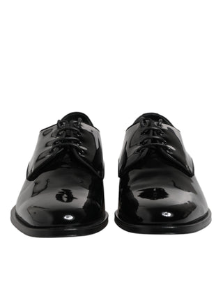 Schwarze Lackleder Derby Anzugschuhe