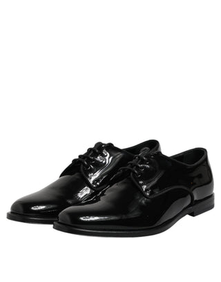Schwarze Lackleder Derby Anzugschuhe