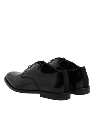 Schwarze Lackleder Derby Anzugschuhe