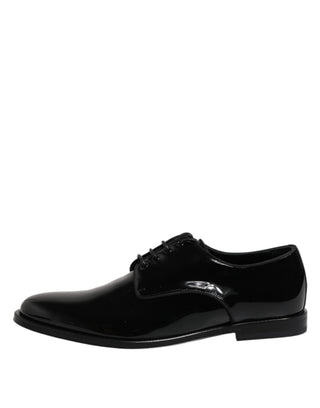 Schwarze Lackleder Derby Anzugschuhe