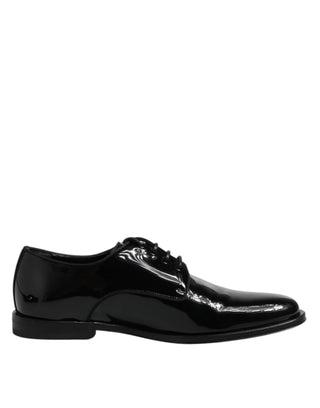 Schwarze Lackleder Derby Anzugschuhe