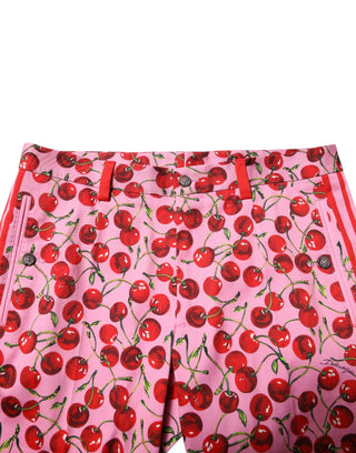 Rosa Baumwollhose mit Kirschdruck