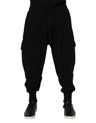 Schwarze Baumwoll-Logo-Jogginghose