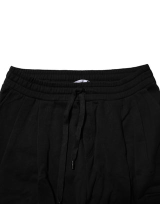 Schwarze Baumwoll-Logo-Jogginghose