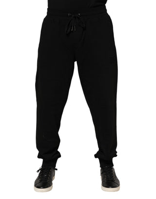 Schwarze Baumwoll-Jogginghose für Herren mit Logo-Band