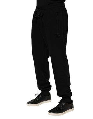 Schwarze Baumwoll-Jogginghose für Herren mit Logo-Band