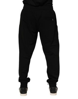Schwarze Baumwoll-Jogginghose für Herren mit Logo-Band