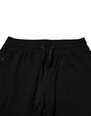 Schwarze Baumwoll-Jogginghose für Herren mit Logo-Band