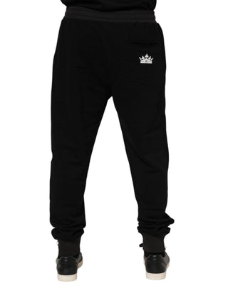 Black Cotton Crown Jogger Sweatpants Pants
