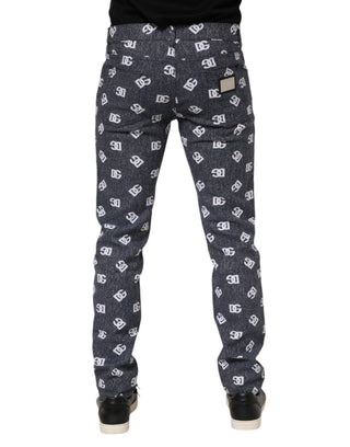 Dunkelgraue Logo-Baumwoll-Skinny-Slim-Jeans