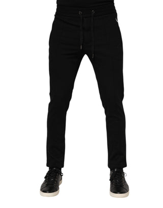 Pantalones jogger para hombre de viscosa negra con cordón