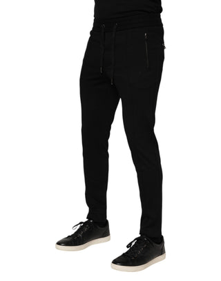 Pantalones jogger para hombre de viscosa negra con cordón