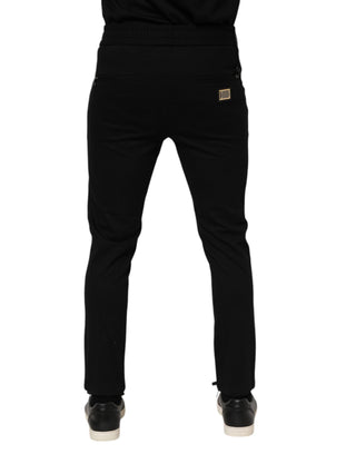 Pantalones jogger para hombre de viscosa negra con cordón