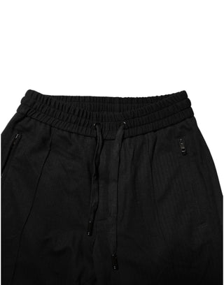 Pantalones jogger para hombre de viscosa negra con cordón