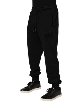 Schwarze Jogginghose mit Kordelzug aus Baumwolle