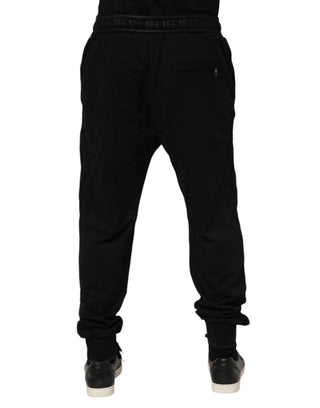 Schwarze Jogginghose mit Kordelzug aus Baumwolle