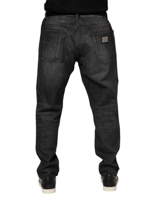 Grau gewaschene Baumwoll-Loose-Denim-Jeans
