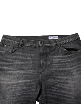 Grau gewaschene Baumwoll-Loose-Denim-Jeans