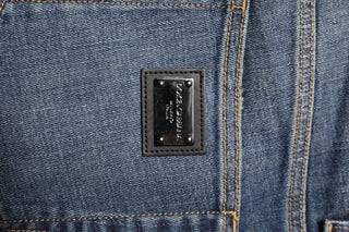 Blaue Washed Skinny Jeans mit Logo-Plakette für Herren