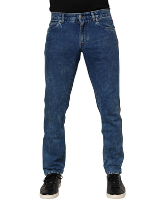 Blaue Baumwoll-Denim-Jeans mit Logo-Plakette