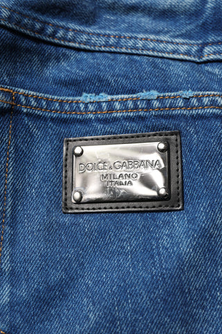 Blaue Baumwoll-Denim-Jeans mit Logo-Plakette