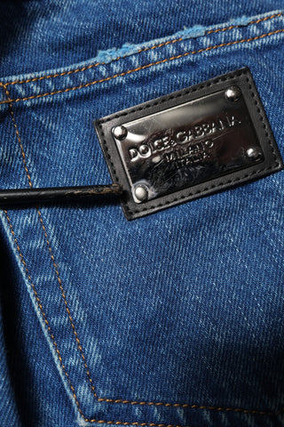 Blaue Baumwoll-Denim-Jeans mit Logo-Plakette
