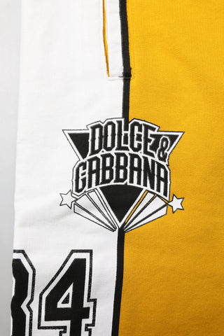 Gelbe Baumwoll-Jogginghose mit Kordelzug und Logo