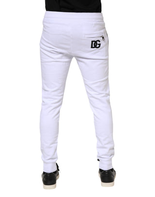 White Cotton Drawstring Jogger Pants