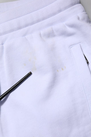 White Cotton Drawstring Jogger Pants
