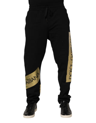 Schwarze Baumwoll-Jogginghose für Herren mit Logo-Band