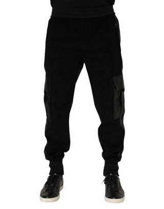 Schwarze Cargo-Jogger für Herren aus Baumwolle