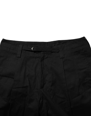 Schwarze Knie-lange Herren-Bermudashorts aus Baumwolle