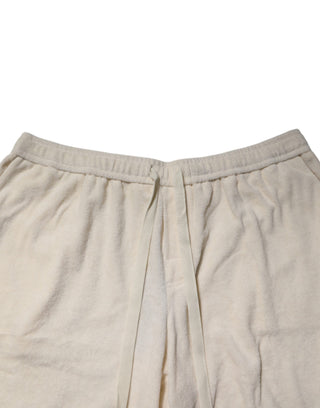 Elfenbein-Baumwoll-Bermuda-Sweatshorts für Herren