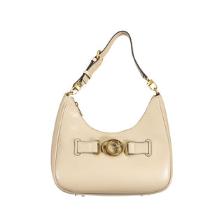 Bolso de hombro para mujer de poliuretano beige
